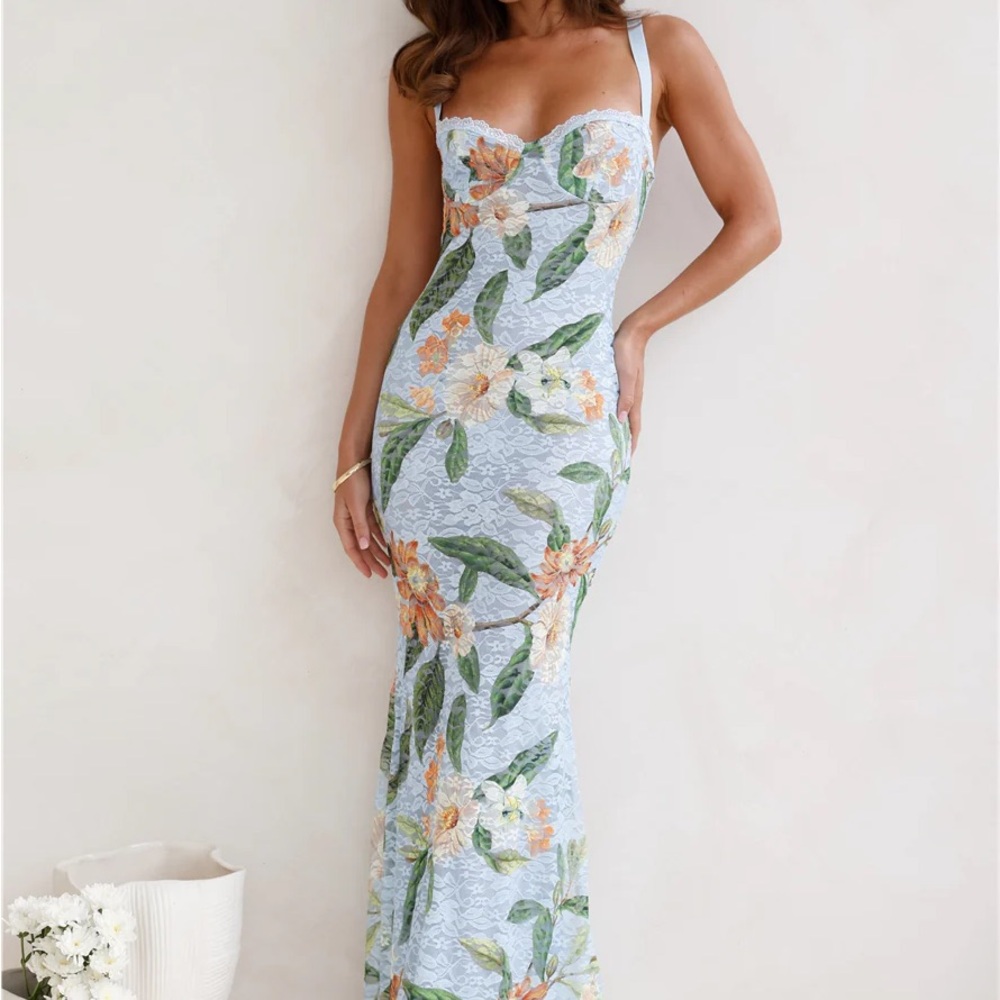 RUNAWAY Blue Floral Dress